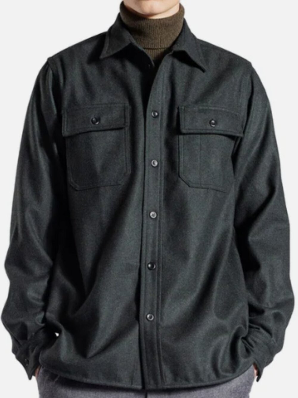$350! NWT Men's Norse Projects Silas Wool Overshirt - Charcoal Grey - Medium